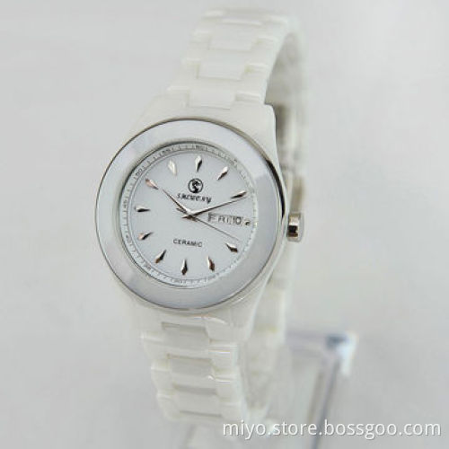 Wholesale Luxurious Design Popular White Ceramic Unisex Wristwatch, OEM and ODM
